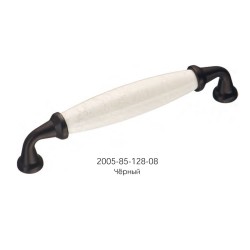 Ручка фарфор скоба 2005-85-128-08 цвет черный / белая керамика с паутинкой длина 145 мм