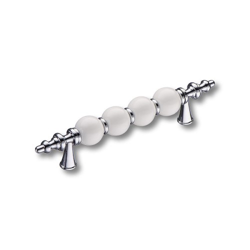 Ручка скоба 2095-10-96-000 цвет глянцевый хром, белая керамика длина 145 мм, крепление 96 мм 