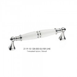 Ручка фарфор скоба 2119-10-128-000-SILVER LINE глянцевый хром/белый длина 145 мм 