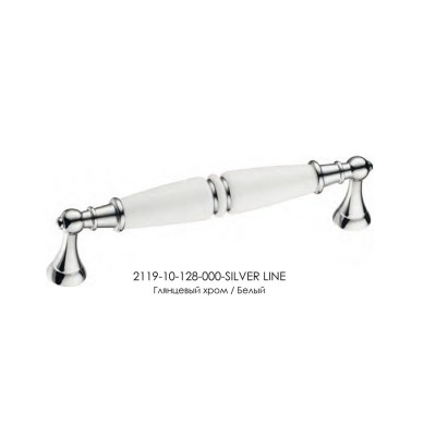 Ручка фарфор скоба 2119-10-128-000-SILVER LINE глянцевый хром/белый длина 145 мм 