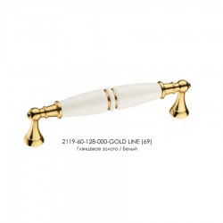 Ручка фарфор скоба 2119-60-128-000-GOLD LINE (69) глянцевое золото / белый длина 145 мм 