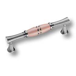 Ручка фарфор скоба 2202-51-128-PINK PEARL-SILVER LINE глянцевый никель / розовый длина 145 мм