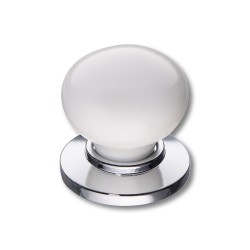 Ручка фарфор кнопка круглая 3005-10-000 глянцевый хром / белая керамика диаметр 32 мм