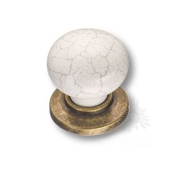 Ручка фарфор кнопка круглая 3005-40-000-08 античная бронза / керамика с паутинкой диаметр 32 мм