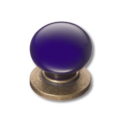 Ручка фарфор кнопка круглая 3005-40-COBALT античная бронза / синяя керамика диаметр 32 мм