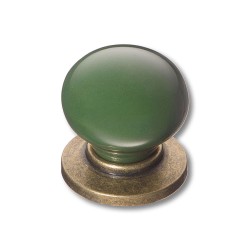 Ручка фарфор кнопка круглая 3005-40-GREEN античная бронза / зеленая керамика диаметр 32 мм 