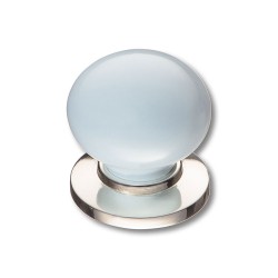 Ручка фарфор кнопка круглая 3005-51-BLUE глянцевый никель / голубой диаметр 32 мм 