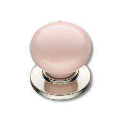 Ручка фарфор кнопка круглая 3005-51-PINK глянцевый никель / розовая керамика диаметр 32 мм
