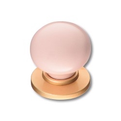 Ручка фарфор кнопка круглая 3005-61-PINK матовое золото / розовый диаметр 32 мм 