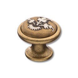 Ручка фарфор кнопка круглая 3008-40-EMBOSSING античная бронза / керамика с рисунком диаметр 35 мм