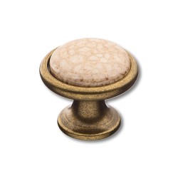 Ручка фарфор кнопка круглая 3008-40-L BROWN керамика с античной бронзой диаметр 35 мм
