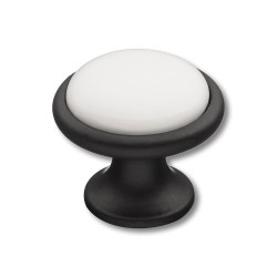 Ручка фарфор кнопка круглая 3008-85-000 белая керамика с черным диаметр 35 мм