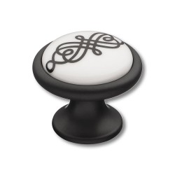 Ручка фарфор кнопка круглая 3008-85-000-470 керамика с черным диаметр 35 мм 