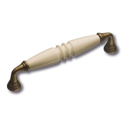 Ручка фарфор скоба 391B8 бронза / керамика кремовая длина 144 мм 