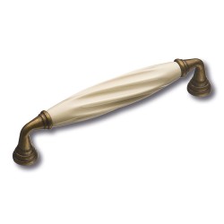 Ручка фарфор скоба 392B8 бронза / керамика кремовая длина 144 мм