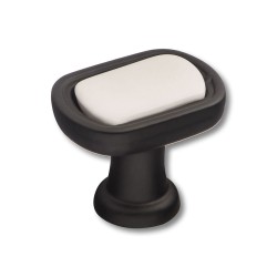 Ручка фарфор кнопка 6025-85-000 черный цвет / белая керамика 31 мм