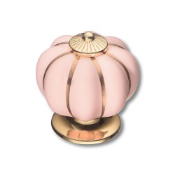 Ручка шар фарфор S-101 GOLD PINK глянцевое золото / розовый диаметр 40 мм 