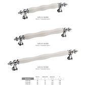 Ручка фарфор скоба 1670-10-128-000 глянцевый хром / белый длина 176 мм 