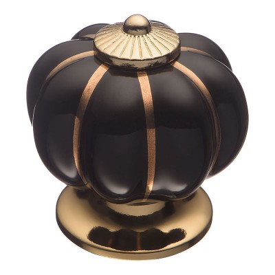 Ручка шар фарфор S-101 GOLD BLACK цвет глянцевое золото, черный диаметр 40 мм 