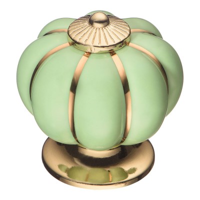 Ручка шар фарфор S-101 GOLD GREEN цвет глянцевое золото, зеленый диаметр 40 мм 