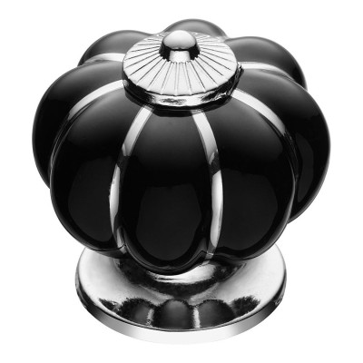 Ручка шар фарфор S-105-10-BLACK-SILVER LINE цвет глянцевый хром, черный диаметр 40 мм Ручка шар фарфор S-105-10-BLACK-SILVER LINE цвет глянцевый хром, черный диаметр 40 мм