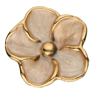 Ручка кнопка цветок SMALL PAPATYA-69-KREM PEARL цвет глянцевое золото, кремовый ширина 38 мм 