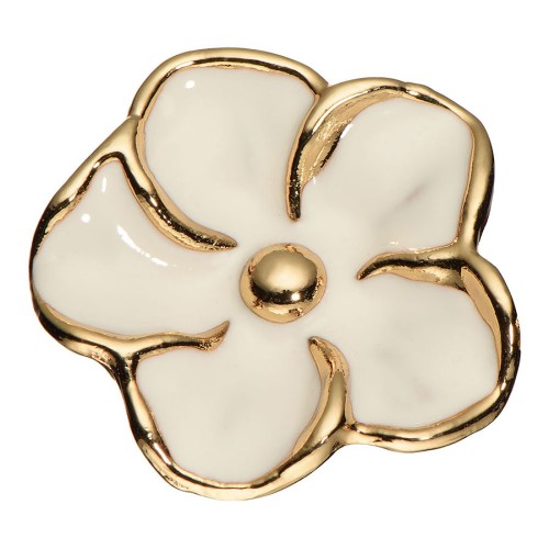 Ручка кнопка цветок SMALL PAPATYA-69-WHITE PEARL цвет глянцевое золото, белый ширина 38 мм 