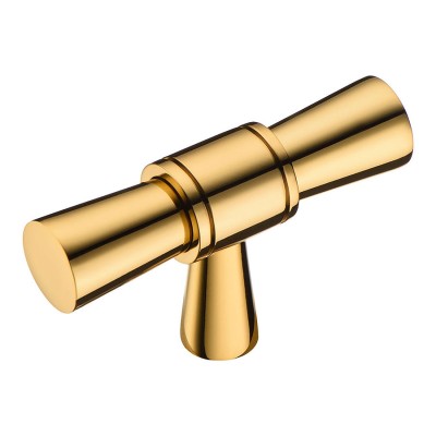 Ручка кнопка Т-образная 0753-003 цвет глянцевое золото длина 60 мм   
