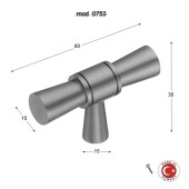 Ручка кнопка Т-образная 0753-011 цвет сатинированная латунь длина 60 мм Ручка кнопка Т-образная 0753-011 цвет сатинированная латунь длина 60 мм