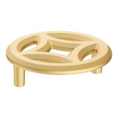 Ручка кнопка круглая  фигурная 1283 064PC35 цвет матовое золото диаметр 79 мм крепление 64 мм 