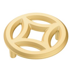 Ручка кнопка круглая  фигурная 1283 064PC35 цвет матовое золото диаметр 79 мм крепление 64 мм 