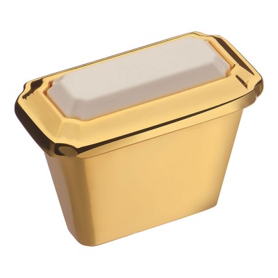 Ручка кнопка 365016MP11PL21 цвет глянцевое золото, белая вставка длина 35 мм, крепление 16 мм 