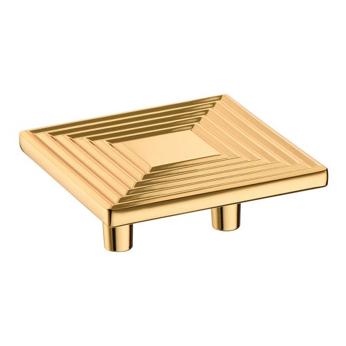 Ручка кнопка квадратная 4203 032MP11 глянцевое золото ширина 64 мм, крепление 32 мм 