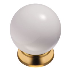 Ручка кнопка 5101-102 цвет глянцевое золото, белый шар диаметр 34 мм Ручка кнопка 5101-102 цвет глянцевое золото, белый шар диаметр 34 мм