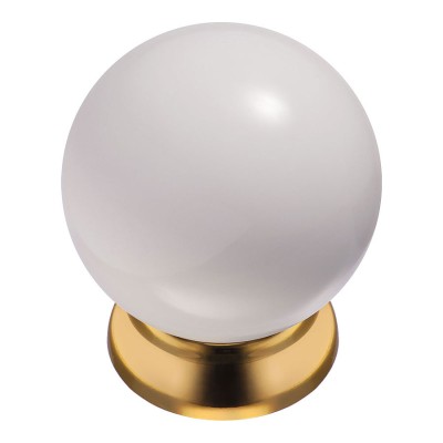 Ручка кнопка 5101-102 цвет глянцевое золото, белый шар диаметр 34 мм Ручка кнопка 5101-102 цвет глянцевое золото, белый шар диаметр 34 мм