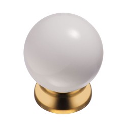 Ручка кнопка 5102-102 цвет глянцевое золото, белый шар диаметр 28 мм Ручка кнопка 5102-102 цвет глянцевое золото, белый шар диаметр 28 мм