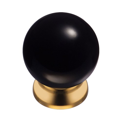 Ручка кнопка 5102-133 цвет глянцевое золото, черный шар диаметр 28 мм 