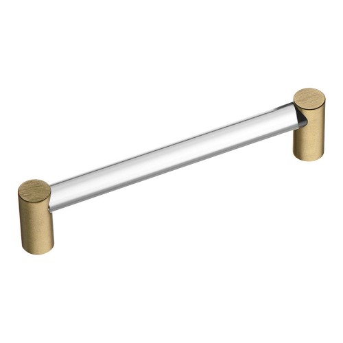 Ручка рейлинг BU 016.128.36 полированная латунь, прозрачное стекло длина 140 мм, крепление 128 мм