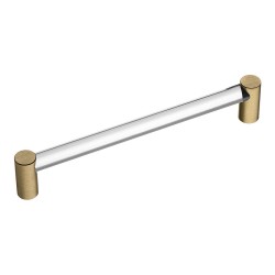 Ручка рейлинг BU 016.160.36 полированная латунь, прозрачное стекло длина 175 мм, крепление 160 мм