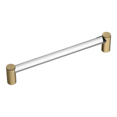 Ручка рейлинг BU 016.160.36 полированная латунь, прозрачное стекло длина 175 мм, крепление 160 мм