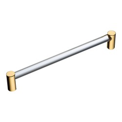 Ручка рейлинг BU 016.192.19 глянцевое золото, прозрачное стекло длина 205 мм, крепление 192 мм