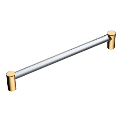 Ручка рейлинг BU 016.192.19 глянцевое золото, прозрачное стекло длина 205 мм, крепление 192 мм