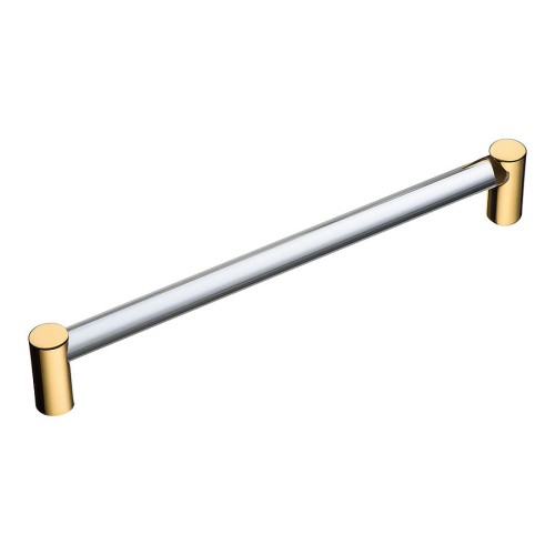 Ручка рейлинг BU 016.192.19 глянцевое золото, прозрачное стекло длина 205 мм, крепление 192 мм