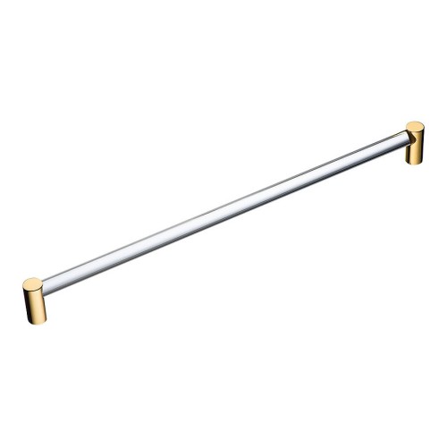 Ручка рейлинг BU 016.320.19 глянцевое золото, прозрачное стекло длина 335 мм, крепление 320 мм