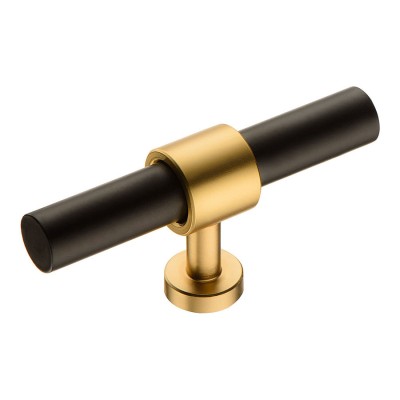 Ручка кнопка Т-образная BU 021.00.22/09 цвет матовое золото, черный длина 75 мм