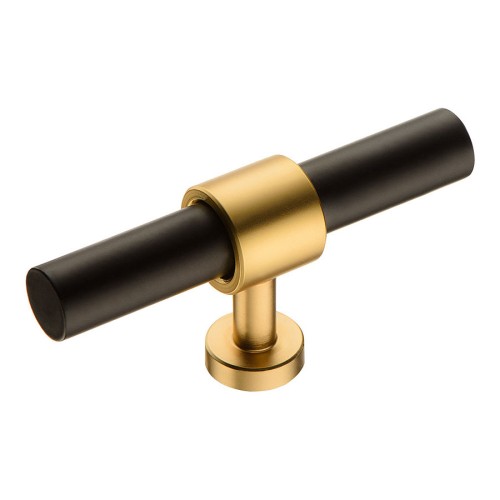 Ручка кнопка Т-образная BU 021.00.22/09 цвет матовое золото, черный длина 75 мм