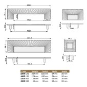 Ручка кнопка квадратная геометрия 4205 032MP35 матовое золото 64 мм