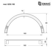 Ручка скоба геометрия 6250.160 Matt Black цвет матовый черный ширина 180 мм 