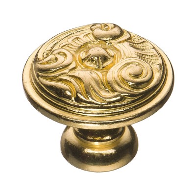 Ручка классика кнопка 012035L цвет глянцевая латунь диаметр 35 мм 