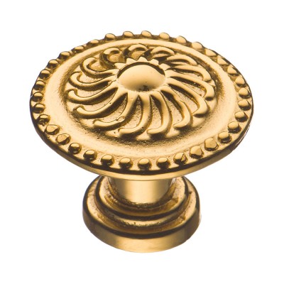 Ручка кнопка 07166-003 цвет глянцевое золото диаметр 24 мм 